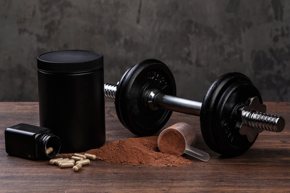 Dumbells and food supplements